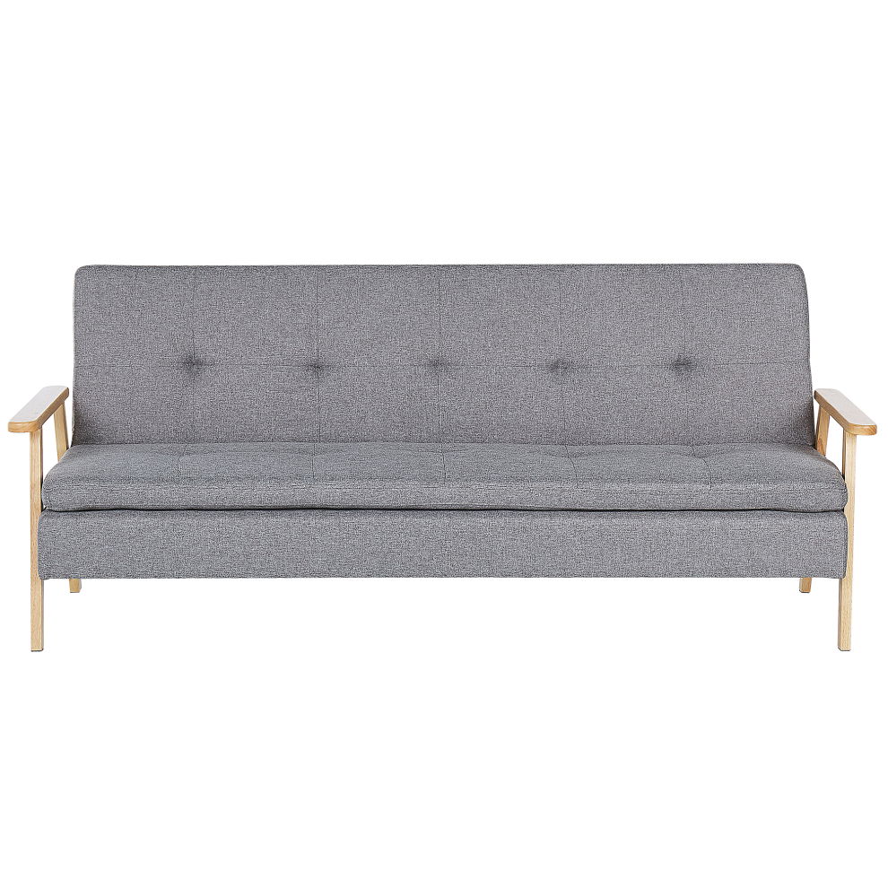 Sofa Bed TJORN Fabric Light Grey 3 Seater