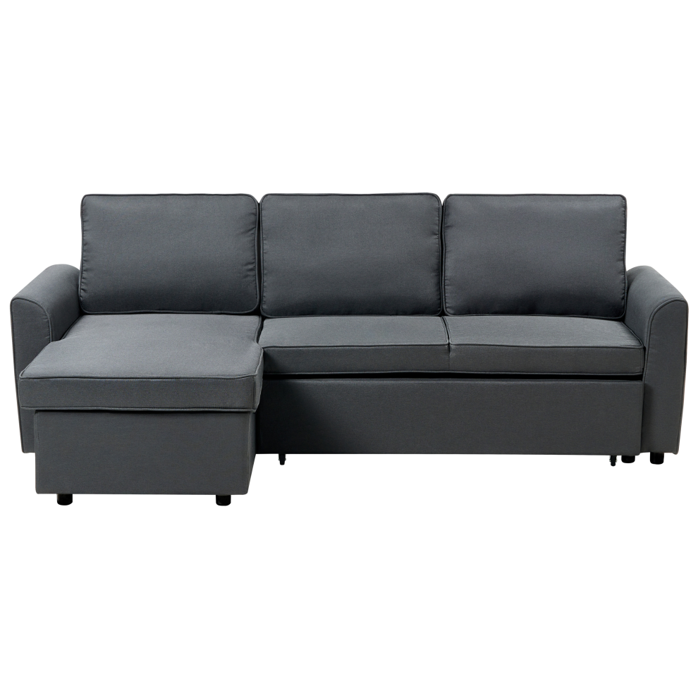 Corner Sofa Bed NESNA Fabric Black with Storage 3 Seater Right Hand
