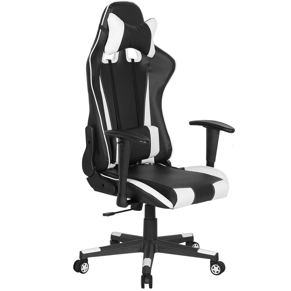 Office Chair Swivel GAMER Faux Leather White