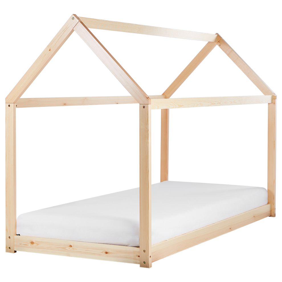 Wooden Kids House Bed EU Single Size Light TOSSE