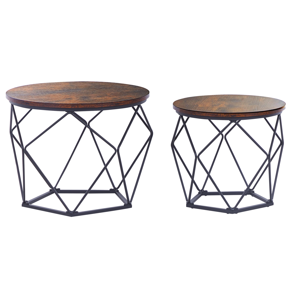 Set of 2 Coffee Tables BRUNI Brown/ Black