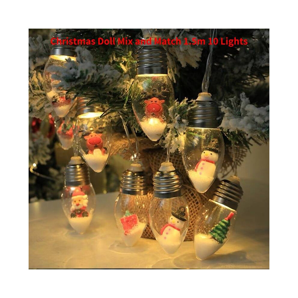 (Style A)Ampoule boule à neige sapin de Noël LED guirlande lumineuse pour intérieur extérieur blanc chaud