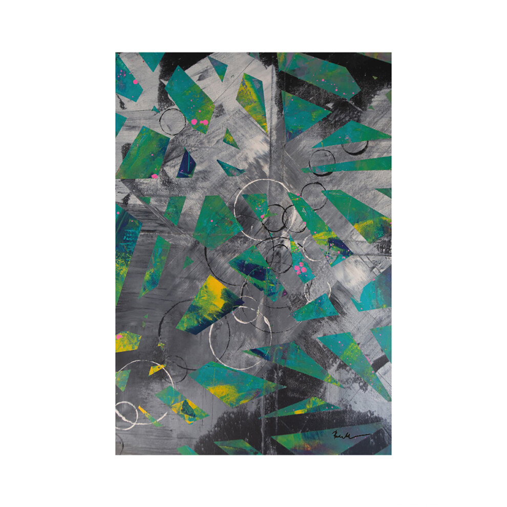 (40cm x 30cm, Black/Green/Grey) Anna Bernad Greens And Blacks Paper Poster