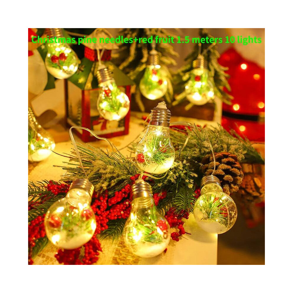 (Style D)Ampoule LED Sapin de Noël Boule à Neige Guirlande Lumineuse pour Intérieur Extérieur Blanc Chaud