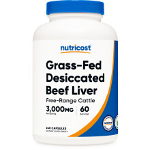 Nutricost, Grasgefütterte Getrocknete Rinderleber, 3.000 mg, 240 Kapseln (750 mg pro Kapsel)