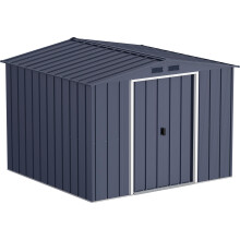 ECO 8 x 8 (6.35 m2) Metal Garden Storage Shed, Hot-Dipped Galvanized Metal Garden Shed, Tool Storage Shed, Strong Reinforced Roof Structure,
