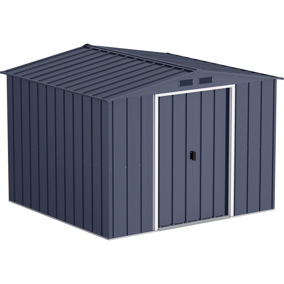 ECO 8 x 8 (6.35 m2) Metal Garden Storage Shed, Hot-Dipped Galvanized Metal Garden Shed, Tool Storage Shed, Strong Reinforced Roof Structure,