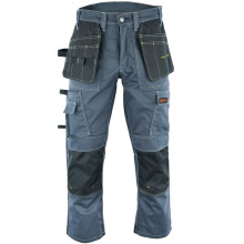 Men Pro Builder Work Trousers Grey - Heavy Duty Safety Combat Cargo Pants - Multi Pockets - Knee Pad Pockets - Triple Stitched - Durable Workwear (30W