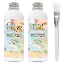 Gloss Varnish for Acrylic Painting, 2 x 100ml Acrylic Varnish, Acrylic Paint Sealer Keeps Paintings from Yellowing, Cracking, and Dust, Maintains
