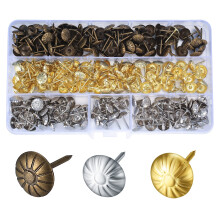 450 Pcs Upholstery Tacks, Vintage Bronze Gold Silver Furniture Decorative Tacks Nails Pins Thumb Tack Push Pins for Sofa, Chair, Bed Antique - 11x17mm