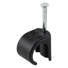 Round Black Cable Clips, For Cables 14-20 mm, Box of 50, Skirting Wire Nail Clips, Cable Tacks for Ethernet, Electrical Cables, Walls