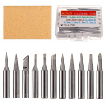 11pcs Soldering Iron Tips Kit and 1pcs Free high Temperature Cleaning Sponge for 936 937 938 942 951 969 907 907-ESD 900M 900M-ESD 852 852D Soldering