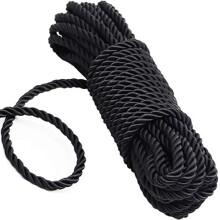 All Purpose Rope 8 mm 10M - 32 Feet Length Strong Multifunctional Soft 100% Nylon Rope Natural Twisted Durable Long Ropes(Black)