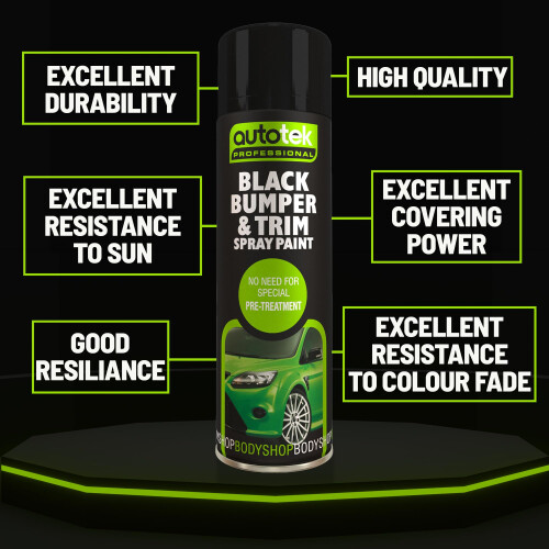 Professional Spray Paint, Black Bumper & Trim, 500 ml 2