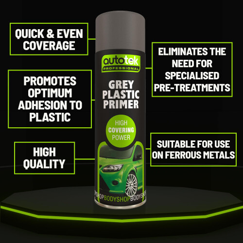 Professional High Covering Power Spray Paint, Grey Plastic Primer, 500 ml 2
