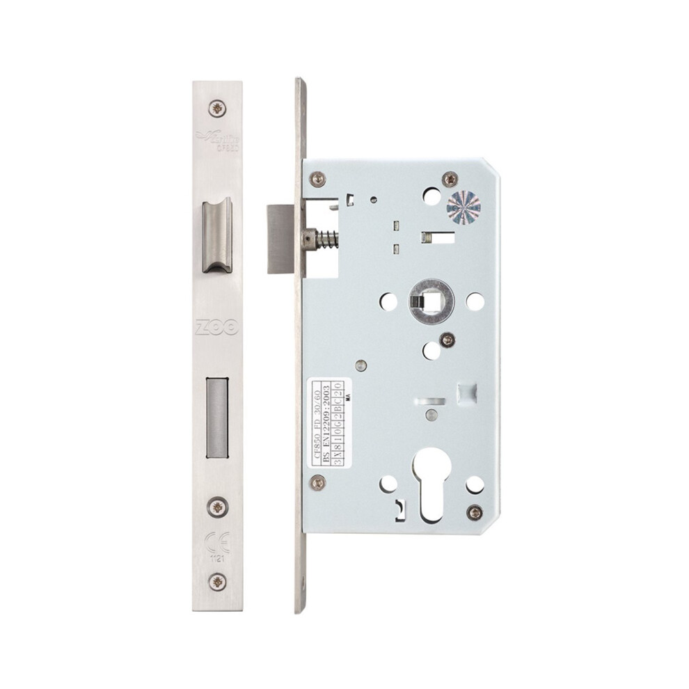 Zoo Zdl7260 Mortice Din Euro Sash Lock 60Mm Backset Satin Stainless Steel 5055364111621