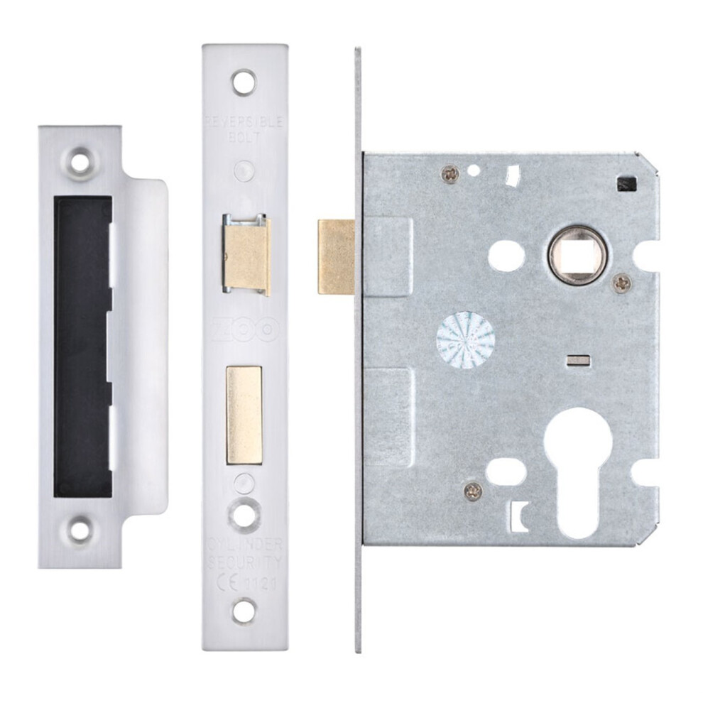 Mortice Euro Profile Sash Lock Case Body - Stainless Steel (76Mm Case (57Mm Backset)) 5055364142434