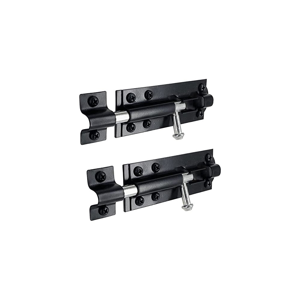 Irontite 2 Pack Tower Bolt Black, Gate Bolts For Wooden Gates, Slide Bolt, Black Door Lock Bolt, Sliding Bolt Lock Or Garden Gate Bolt. 100Mm (4Â) 5060848550438