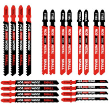 20-piece T-Shank Jig Saw Blade Set, made of HSS/CPV, compatible with all jigsaws, various blades for wood, metal cutting, with storage box.