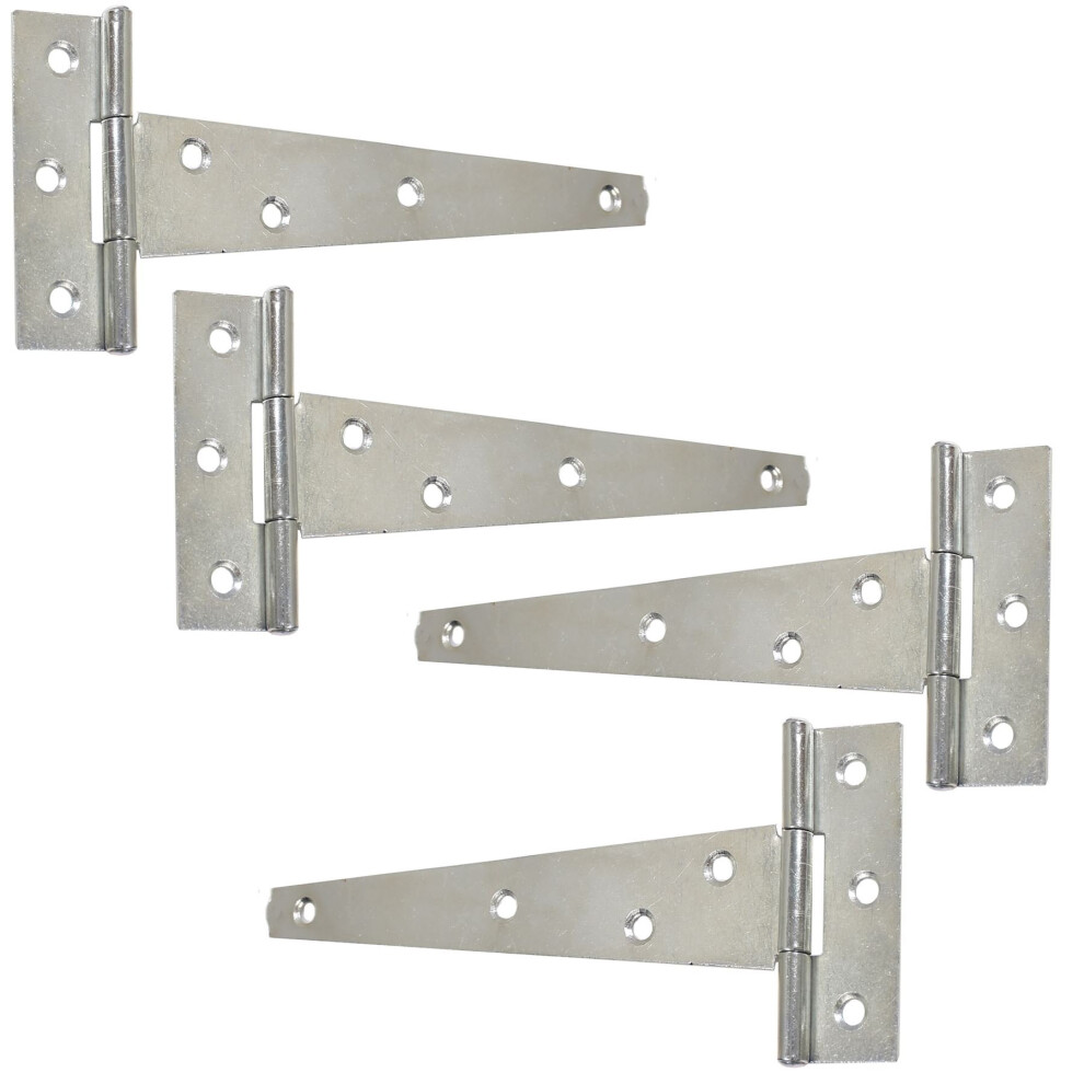 2X Pairs Of Galvanised 250Mm/10" T-Hinges - Zinc Gate/Trailer/Shed Tee Hinges 5057502071828