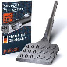 SDS -Plus Tile Chisel - Extra Wide (75mm) - Extremely Durable Cutting Edge - Angled for Easy Tile Removal (165mm Long) - Chisel Made of