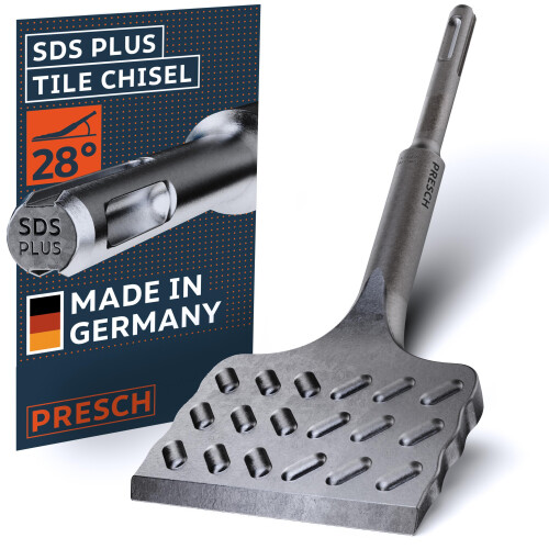 SDS -Plus Tile Chisel - Extra Wide (75mm) - Extremely Durable Cutting Edge - Angled for Easy Tile Removal (165mm Long) - Chisel Made of