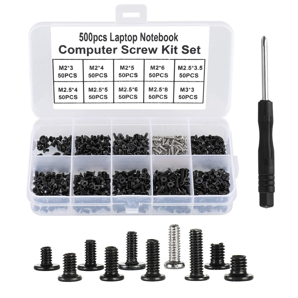 500Pcs M2 M2.5 M3 Laptop Notebook Computer Screws Kit,Phillips Flat Head Screws, Electronic Repair Screws For Ibm Hp Dell Samsung Sony Toshiba Gateway 616899970647