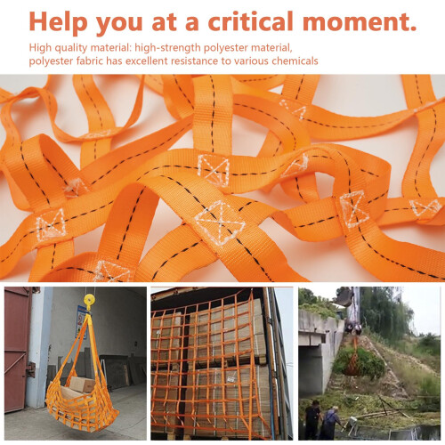 Cargo Hoisting Nets 1Mx1M Polyester Safety Hoisting Net 300 KG High Load Capacity Cargo Hanging Net Square Mesh Handling Hoisting Straps for Loading 2