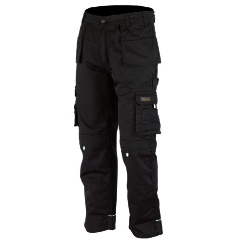 Men Pro-11 Work Trousers Black - Heavy Duty Safety Combat Cargo Pant - Multi Pockets & Knee Pad Pockets - Triple Stitched -Durable Work wear (34W X