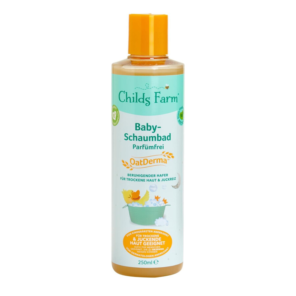 OatDerma Bubble Bath, Fragrance-Free, Gently Cleanses and Soothes, Suitable for Newborns with Dry, Sensitive Skin, 250 ml