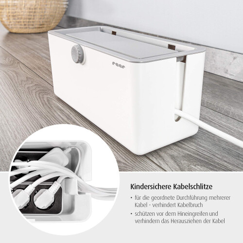 78020 CableGuard Cable Box - Child Safe Cable Management for Multiple Sockets, White (31 cm) 2