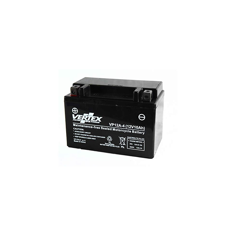 Vertex Vp12-A-4 Sealed Agm Motorcycle/Powersport Battery, 12V, 10Ah, Cca (-18) 175, Replaces: Ct12a-Bs, Yt12a-Bs Perfect Battery For Motorcycle, Atv's 5054549002105