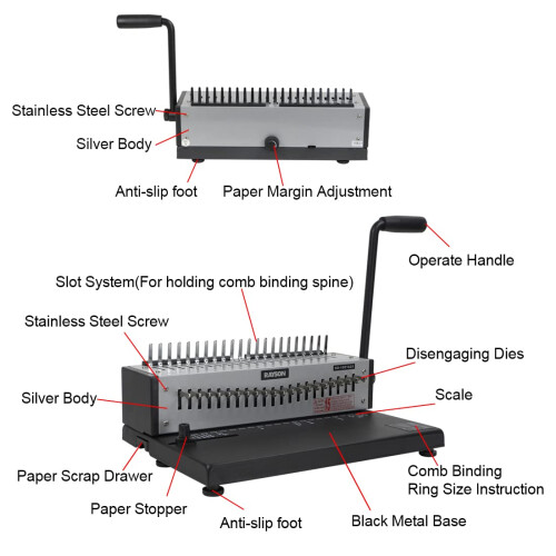 Comb Binding Machine, 21 Hole, 200-Sheet Binding, A4, SD-1501A21 1
