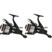 2 x Carp Coarse Free Runner MAX40 2BB Black Fishing Reels with 8lb Line