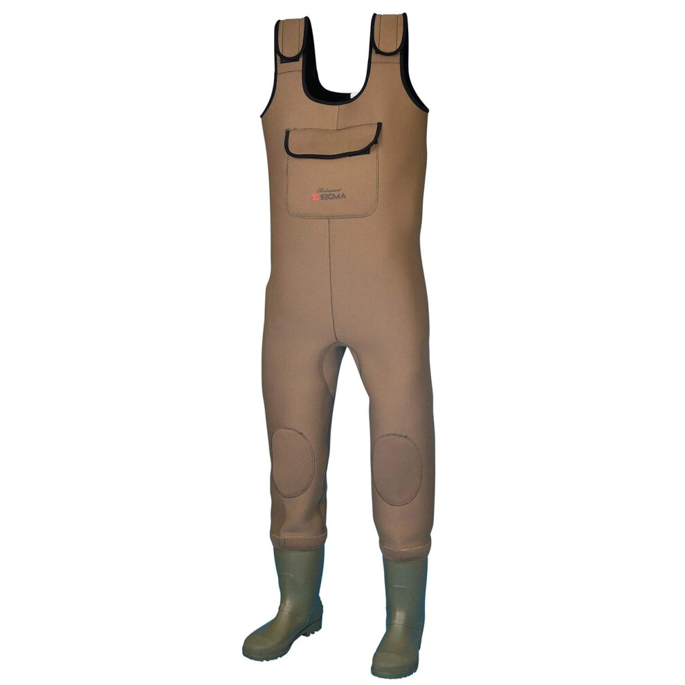 Sigma Neoprene Chest Waders, Overalls, Waders, For Wading , Fly Fishing , Hunting , Muck Work, Unisex, Grey/Green, 10