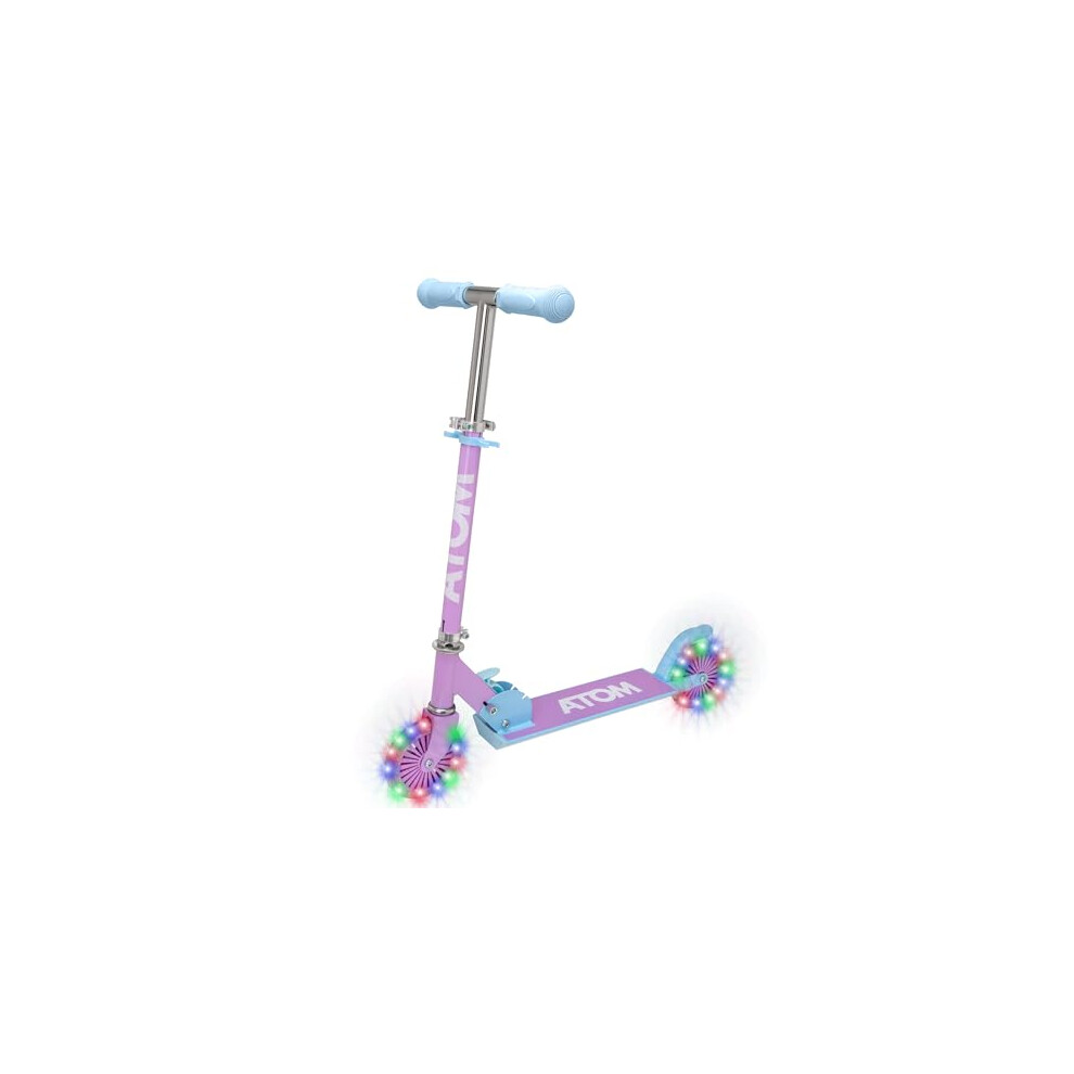 ATOM Light Up Wheels Inline Childrens Scooters | Kids Push Scooter With Adjustable Handle Height | Easy Foldable Kids' Scooter For Boys And Girls|