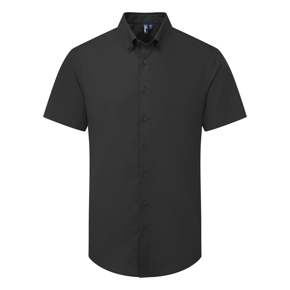 (5XL, Black) Premier Mens Supreme Oxford Short-Sleeved Formal Shirt