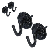 Black Curtain Tie Back Hooks Modern & Classic Designs Screw In Tassel Hold Rosette Hook U Shaped Curtain Tie Hooks Ball End Curtain Holdbacks Hooks