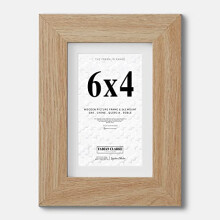 Fabian Clarke London 6x4 Modern Oak Wooden Picture Photo Frame with White 5x3 Mount to Hang Portrait or Landscape
