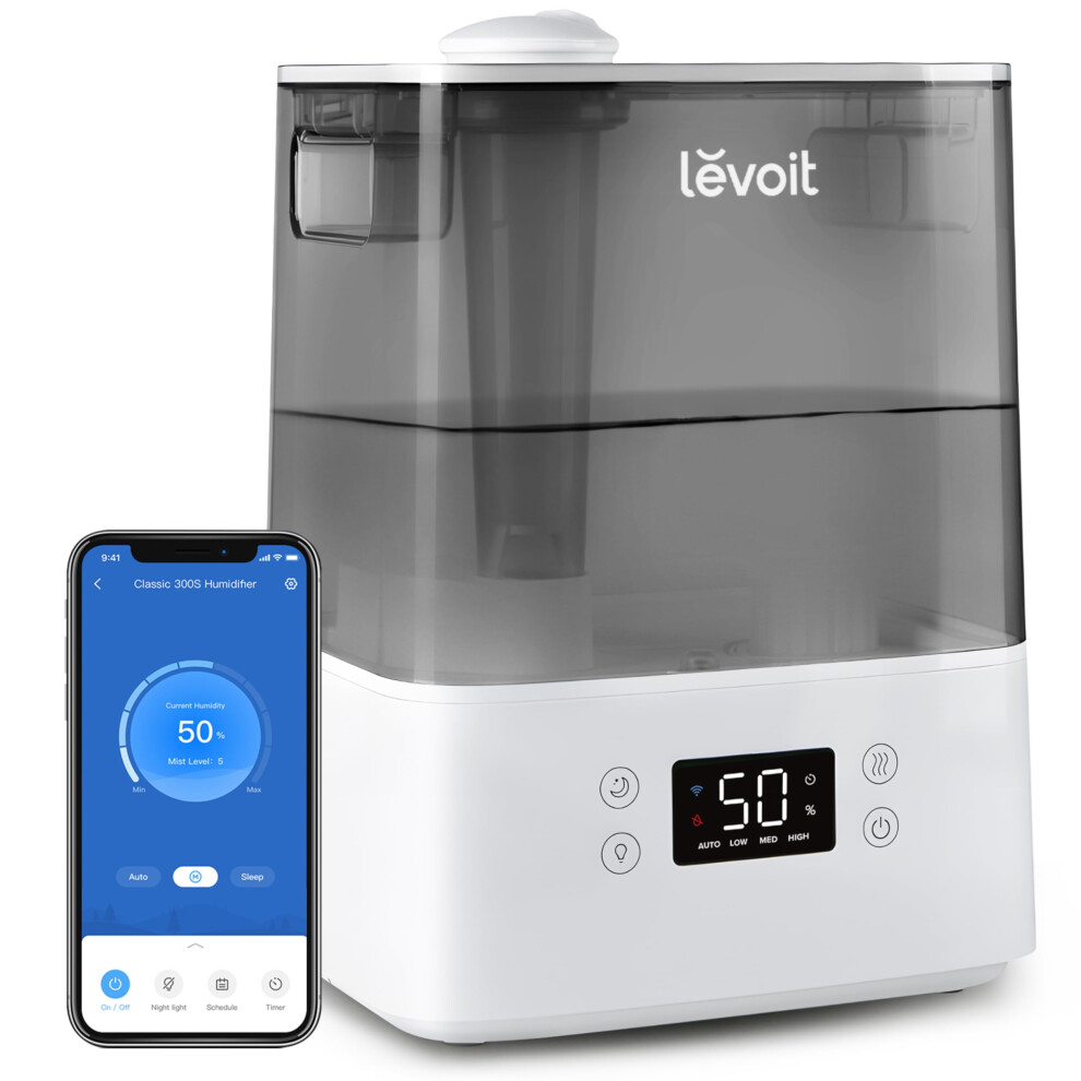 Humidifier for Bedroom Baby Home, 6L Large Tank, Top-Fill Cool Mist Air Humidifier with Quiet Sleep Auto Mode, Smart App & Alexa Control, Essential
