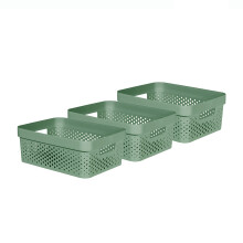 Infinity Dots Set of 3 100% Recycled Medium Storage Baskets 11 Litres - Green