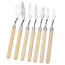 Palette Knife Painting, 7 PCS Pallet Knife Stainless Steel Palette Knives Set Paint Spatula Art Knife with Wooden Handle Mixing Scraper for Acrylic