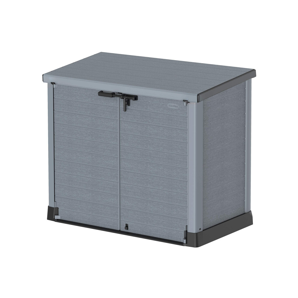 Cedargrain StoreAway 1200L Plastic Garden Storage Shed/ Flat Lid, Outdoor Storage, Wheelie bin box, Durable Construction– Ideal for Tools, Bikes,