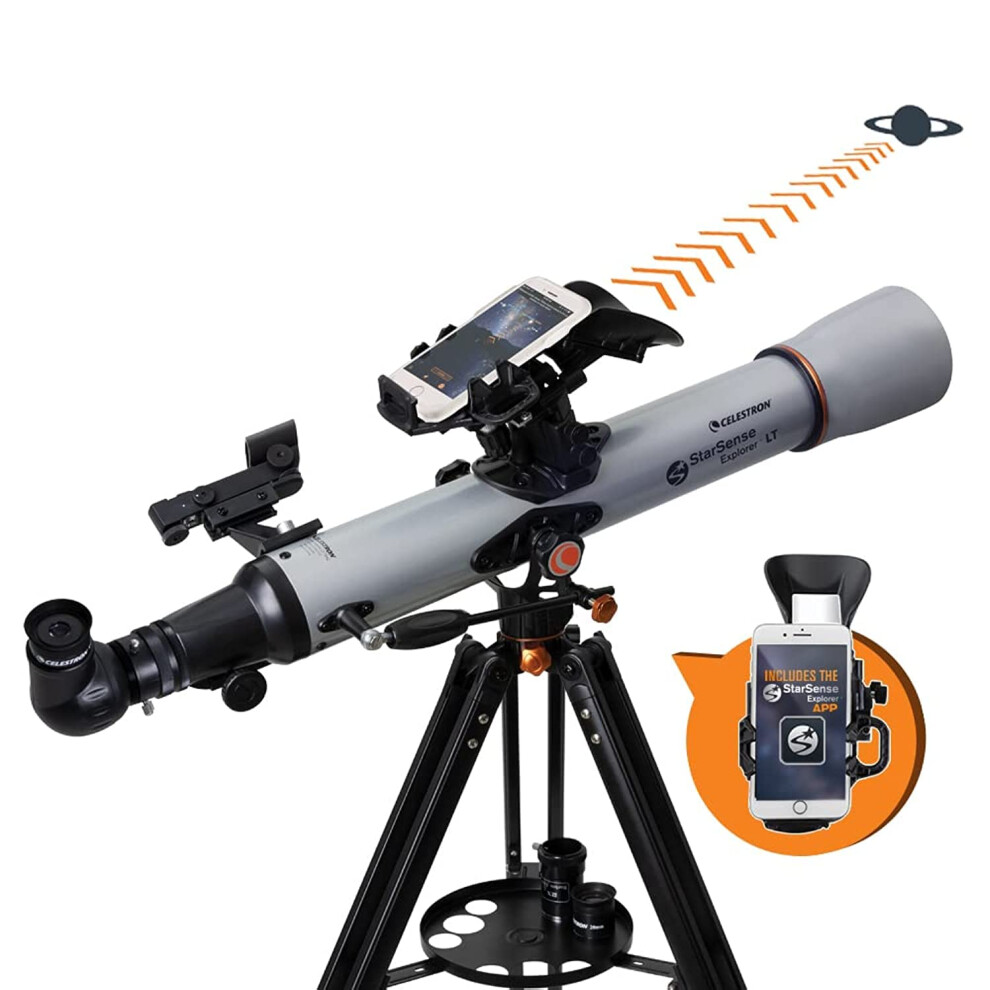 22450 StarSense Explorer LT 70AZ Refractor Telescope, 32 Inch Tube Length, f/10 Focal Ratio, Silver/Black