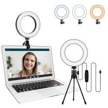 Video Conference Lighting Kit, LED Ring Light for Webcam Lighting, 3 Light Modes & 10 Dimmable Brightness Levels, for Virtual Meeting, Remote Working,