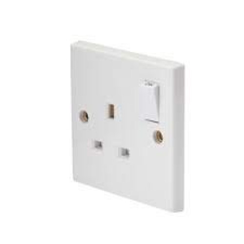 Single Switched Socket Wall 1 Gang Plug Electric 13 Amp White BS1363 Conforms 1