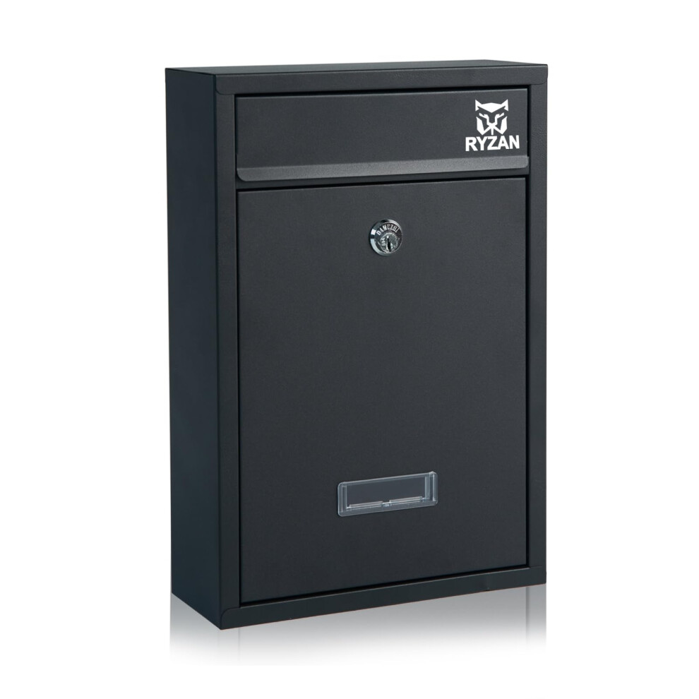 Ryzan Wall Mounted Mailbox Steel Post Box Modern Delivery Letterbox For Outside With Nameplate Easy To Install Lockable Weatherproof Large Letter Post Mail