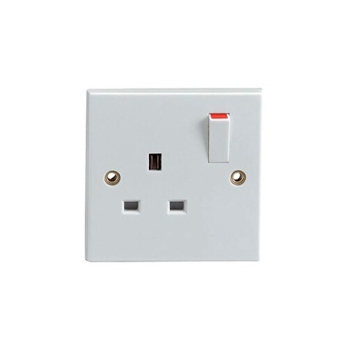 Single Switched Socket Wall 1 Gang Plug Electric 13 Amp White BS1363 Conforms