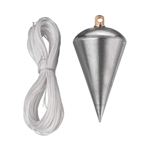 300g Plumb Bob with 20m String - Solid Steel, Brass-Head Screw, for Vertical Alignment