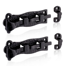 Smithy's Range 2 Pack 120mm Black Antique Straight Bolts, Traditional Cast Iron Slide Bolt, Surface Mounted Bolt, Ideal For Internal And External